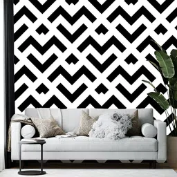 Wallpics Black & White Geometric Printed Self Adhesive Wall Sticker-image-81