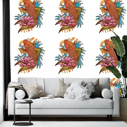 Wallpics White & Orange Printed Self-Adhesive Wallpaper-picture-27