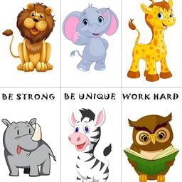 Wallpics Yellow & Blue 6 Pcs Animals With Motivational Quote Printed Wall Stickers-picture-46