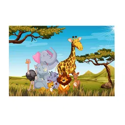 WENS Unisex Blue & Green Jungle Kingdom Self Adhesive Wall Poster image 3