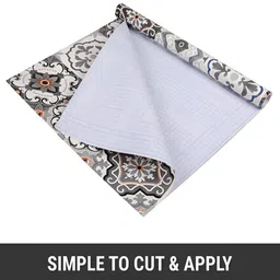 Kuber Industries 3 Pieces Grey & Rust Orange Printed Self Adhesive Wallpaper Sheets image 5