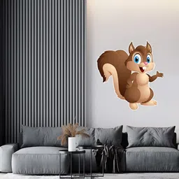 Wallpics Brown & Beige Squirrel Printed Water Resistant Wall Sticker image 3
