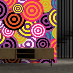 Wallpics Pink & Yellow Abstract Printed Wallpaper image 3