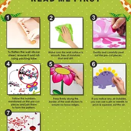 Wallpics Green & Pink Printed Waterproof Wall Sticker image 4