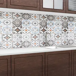 Kuber Industries 3 Pieces Grey & Rust Orange Printed Self Adhesive Wallpaper Sheets image 3