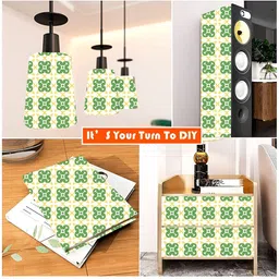Wallpics White & Green Printed Self-Adhesive Wall Sticker image 4