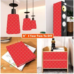 Wallpics Red & White Geometric Printed Wallpaper image 3