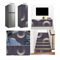 Wallpics Navy Blue Abstract Printed Self-Adhesive Wallpaper image 4