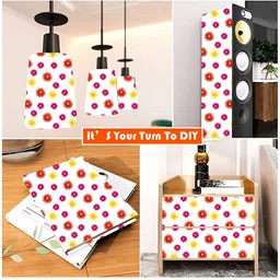 Wallpics Pink & Yellow Printed Self-Adhesive Wallpaper image 3