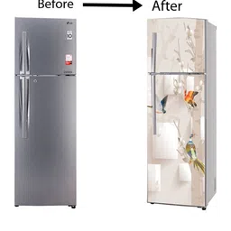 WallDaddy Beige Sparrow World Printed Refrigerator Sticker image 3