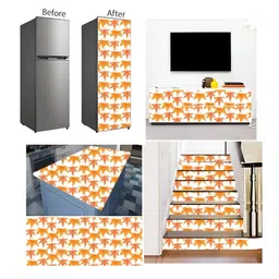 Wallpics White & Orange Printed Self Adhesive Wallpaper image 4