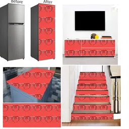 Wallpics Red Printed Self-Adhesive Wallpaper image 4