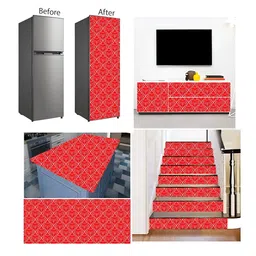 Wallpics Red & White Geometric Printed Wallpaper image 2