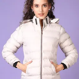 V-Mart Women Hooded Solid Cotton Casual Puffer Jacket-image-47