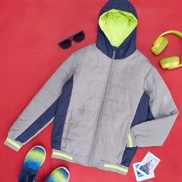 YU by Pantaloons Boys Colourblocked Hooded Bomber Jacket image 1