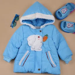 V-Mart Girls Hooded Solid Cotton Casual Parka Jacket-image-36