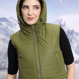 Tokyo Talkies Olive Green Hooded Cropped Padded Jacket-picture-43