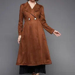 Miss Chase Notched Wide Lapel Collar Longline Double Breasted Princess Coat-picture-11