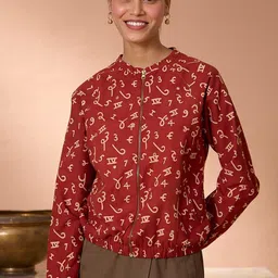 OKHAI Typography Printed Cotton Crop Bomber Jacket-picture-13