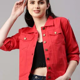 VOXATI Spread Collar Crop Denim Jacket-picture-37