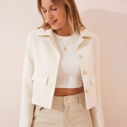 Happiness istanbul Textured Crop Pure Cotton Tailored Jacket-picture-30