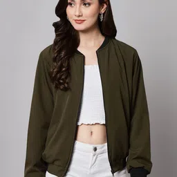 Funday Fashion Mock Collar Bomber Jacket-picture-17
