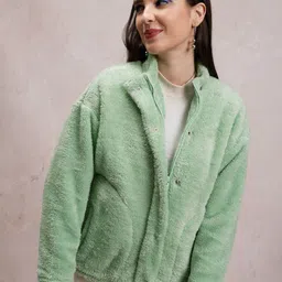 Tokyo Talkies Sea Green Oversized Tailored Jacket-picture-10