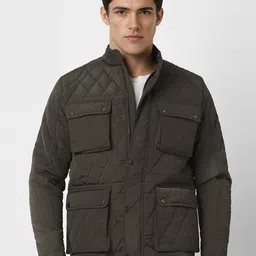 Van Heusen Flex Men Mandarin Collar Solid Casual Quilted Jacket-picture-33