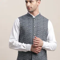 Turtle Printed Pure Cotton Slim-Fit Woven Nehru Jacket-picture-13