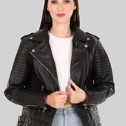 Leather Retail Lapel Collar Lightweight Leather Biker Jacket-picture-33