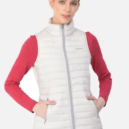 Woodland Women Off White Striped  Quilted Jacket image 1