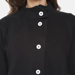 Campus Sutra Women Black Solid Windcheater Tailored Jacket image 3