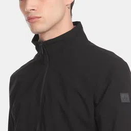 Arrow Sport Men Black Geometric Checked Varsity Jacket image 3