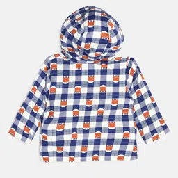 MINI KLUB Boys Navy Blue Checked Crop Bomber with Patchwork Jacket image 3