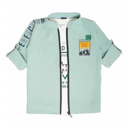 CAVIO Boys Mandarin Collar Lightweight Patchwork Tailored Jacket With T-Shirt image 2