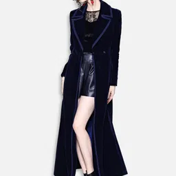 JC Collection Women Navy Blue Solid Longline Open Front Jacket image 2