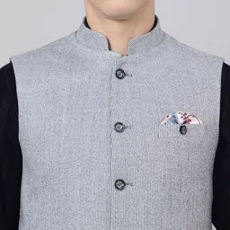 Richlook Men Striped Woven Nehru Jacket image 4