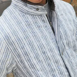 Campus Sutra White Striped Mock Collar Windcheater Longline Quilted Jacket image 5