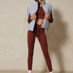 MISSPAP Solid Mock Collar Sleeveless Padded Jacket image 3