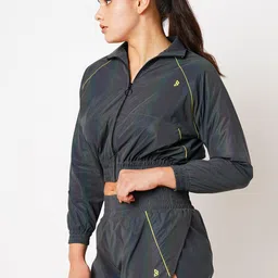 BODD ACTIVE Spread Collar Reflective Strip Running Crop Sporty Jacket image 3