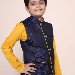 NAMASKAR Boys Black Woven-Design Nehru Jacket image 5