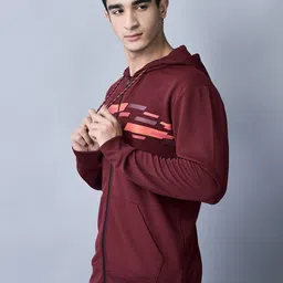 Shiv Naresh Geometric Printed Hooded Sporty Jacket image 4