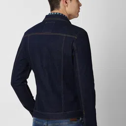 VAN HEUSEN DENIM LABS Men Navy Blue Denim Jacket image 4