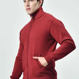 BAESD Men Mock Collar Solid Fleece Casual Lightweight Bomber Jacket image 2