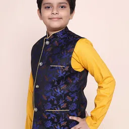 NAMASKAR Boys Black Woven-Design Nehru Jacket image 3