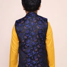 NAMASKAR Boys Black Woven-Design Nehru Jacket image 4