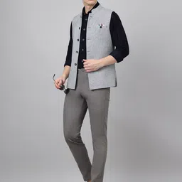 Richlook Men Striped Woven Nehru Jacket image 5