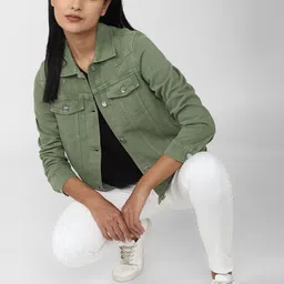 Van Heusen Woman Women Cotton Spread Collar Denim Jacket image 5