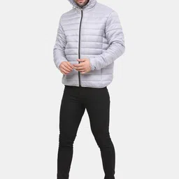 Mast & Harbour Grey Hooded Puffer Jacket image 5