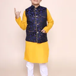 NAMASKAR Boys Black Woven-Design Nehru Jacket image 2